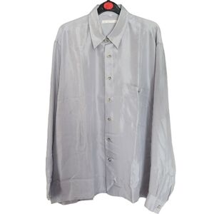 Egdon Heath 100% Pure Silk Shirt NWT Men’s Large Siver Gray Classic Fit